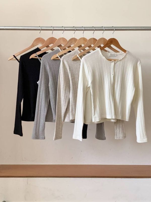 質感坑條短版開釦＋背心針織兩件套 小可愛,兩件式,罩衫,外套,細肩帶