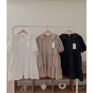 韓式甜美娃娃領襯衫澎澎連衣裙 洋裝,連衣裙,OPS,正韓,韓系,短洋