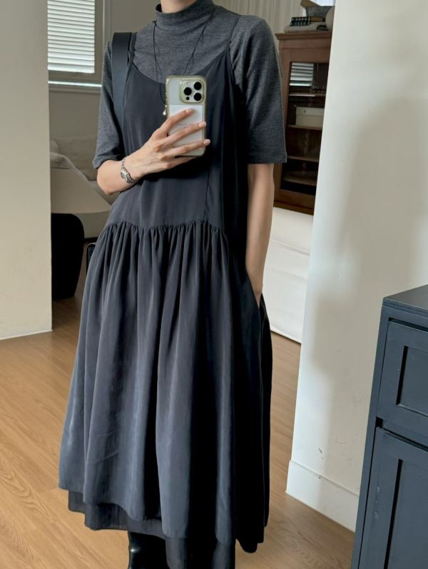 【TIZZI】親膚柔嫩細肩帶長洋裝 疊穿洋裝 TIZZI,洋裝,長板,細肩帶