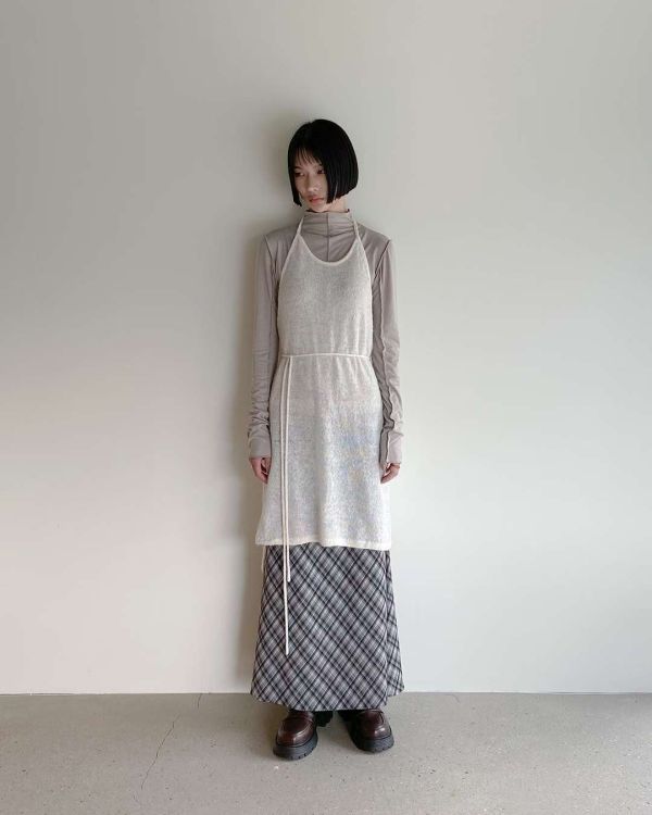 格子顯瘦微魚尾長裙 長裙,格紋,半裙,魚尾裙