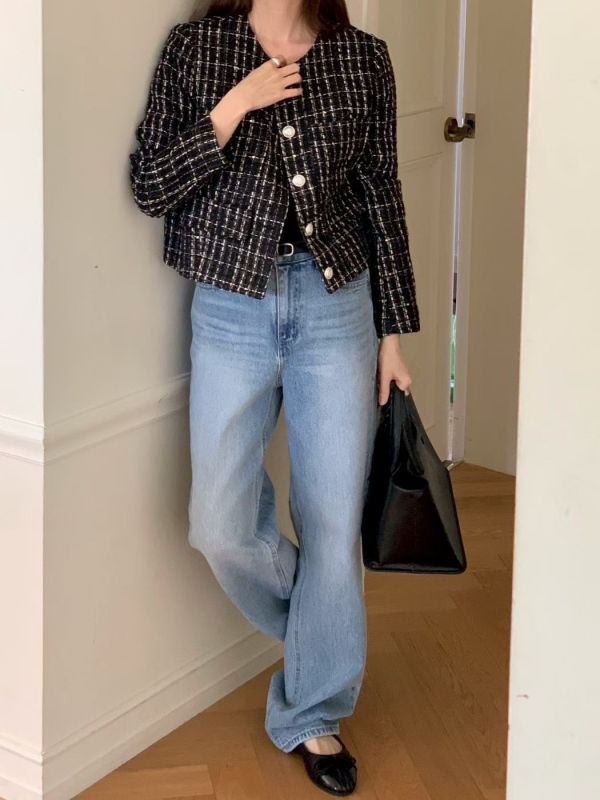 珍珠釦粗花呢小香風外套 短版外套 小香風,外套,短板,粗花呢,名媛