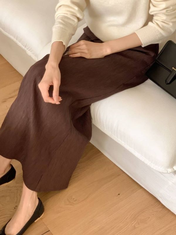 抽繩綁帶褶皺質感A字長裙 長裙,A字裙,抽繩長裙,褶皺