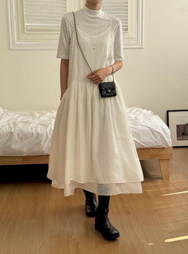 【TIZZI】親膚柔嫩細肩帶長洋裝 疊穿洋裝 TIZZI,洋裝,長板,細肩帶