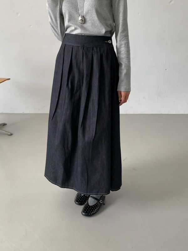 原色單寧鬆緊腰長裙 牛仔裙 原色,單寧,長裙,牛仔,牛仔裙