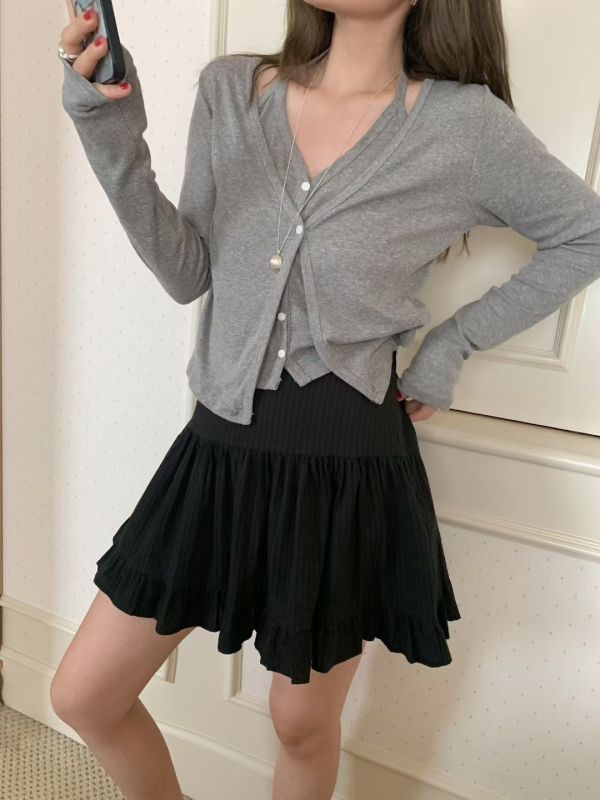 假兩件百搭長袖上衣 疊穿感上衣 