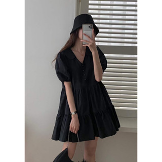 韓式甜美娃娃領襯衫澎澎連衣裙 洋裝,連衣裙,OPS,正韓,韓系,短洋