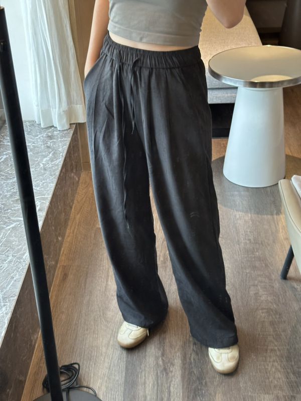 ［闆娘推薦］霧感極簡風舒適抽繩長寬褲 長褲 休閒褲,直筒褲,闊腿褲,舒適,抽繩,鬆緊