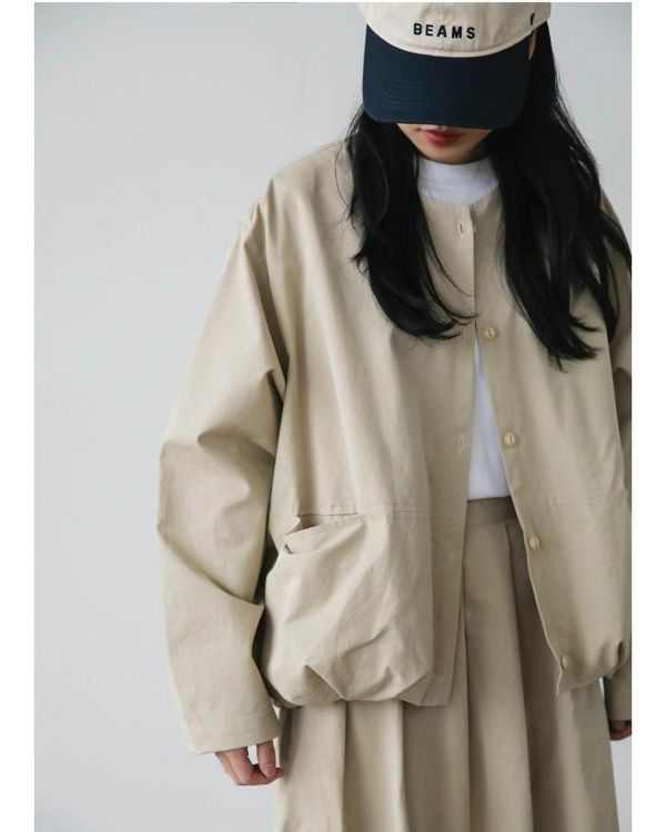 日系復古圓領寬鬆外套  落肩 澎澎 露營風 日系,圓領,外套,薄外套,純棉,南瓜,澎澎,可愛