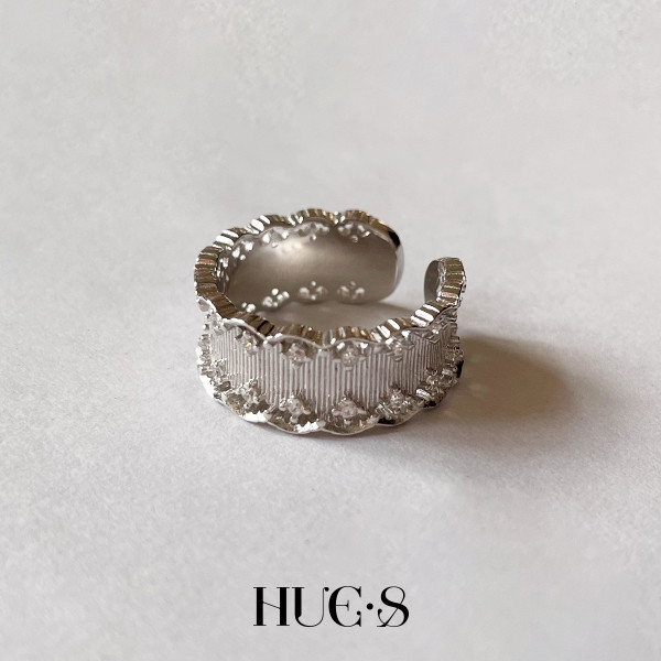 法式蕾絲鋯石戒指 S925純銀 