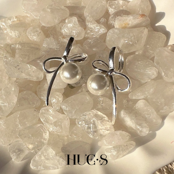 復古蝴蝶結珍珠耳環 S925純銀 