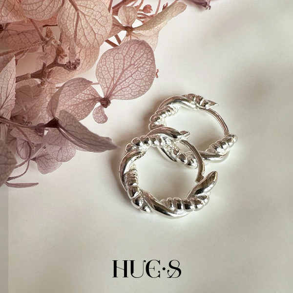 編織圈扭結耳環 S925純銀 