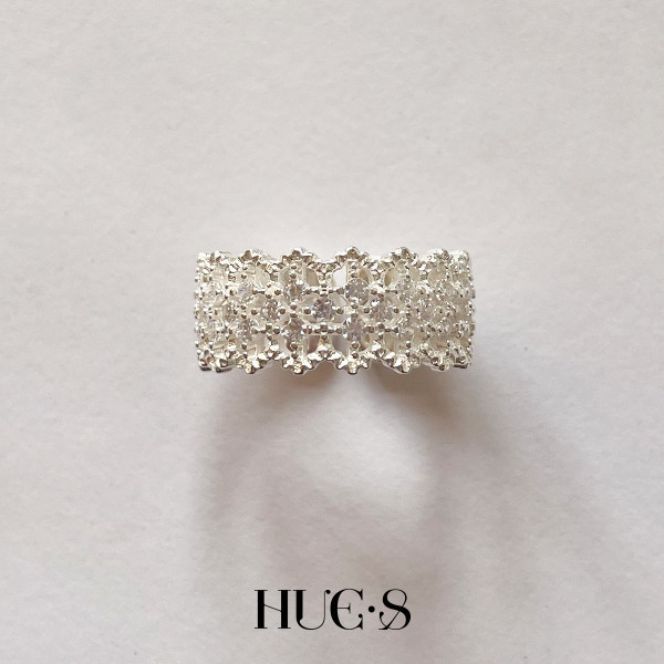 鏤空鋯石蕾絲戒指 S925純銀 