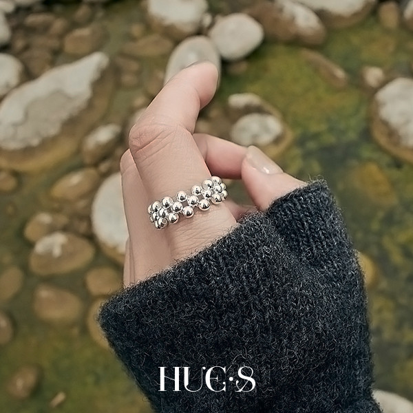 銀珠彈力寬版戒指 S925純銀 