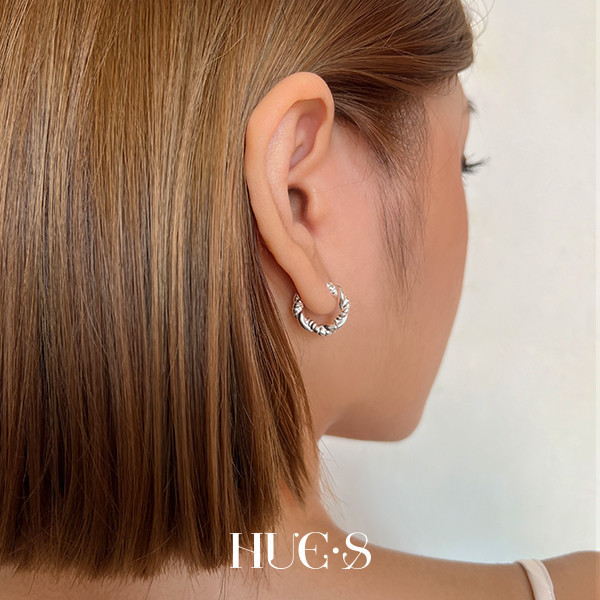 編織圈扭結耳環 S925純銀 