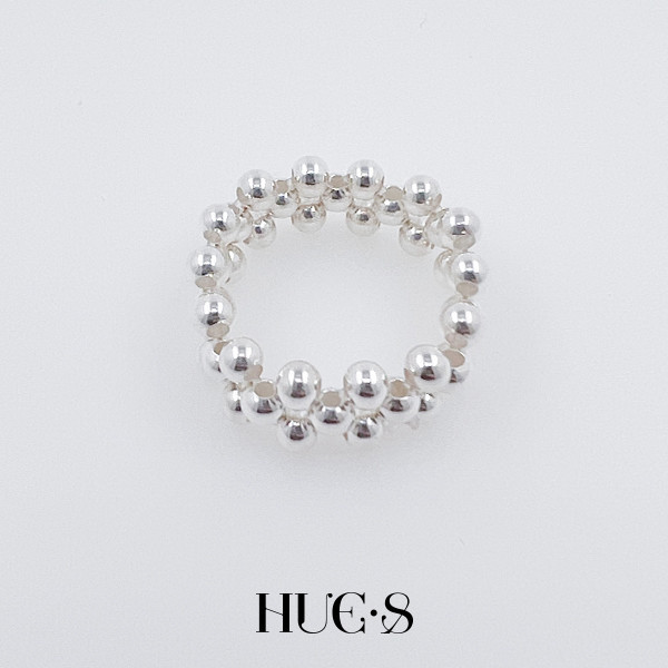 銀珠彈力寬版戒指 S925純銀 