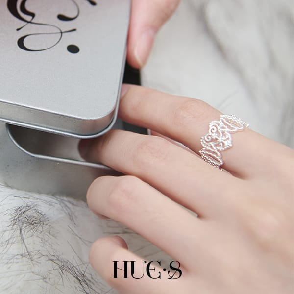 蝶紋鋯石可調戒 S925純銀 