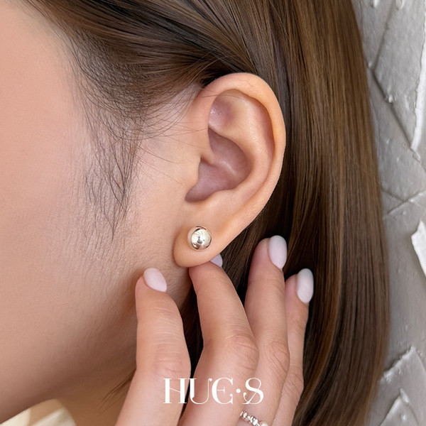 大圓珠雙戴耳骨耳環 S925純銀 