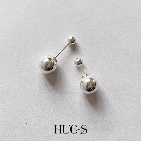 大圓珠雙戴耳骨耳環 S925純銀 