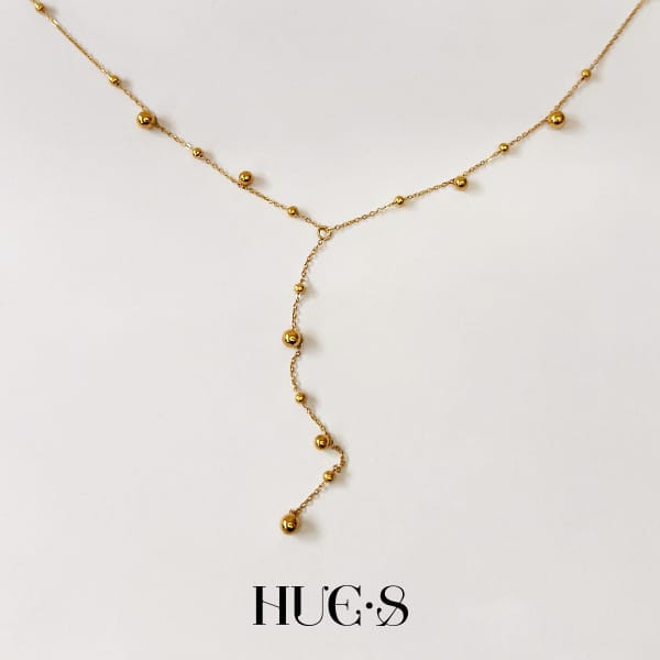 Y字圓珠垂墜項鍊 316鋼飾 