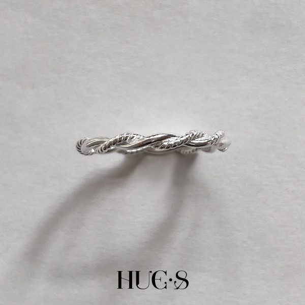 扭結螺旋線條閉口戒 S925純銀 