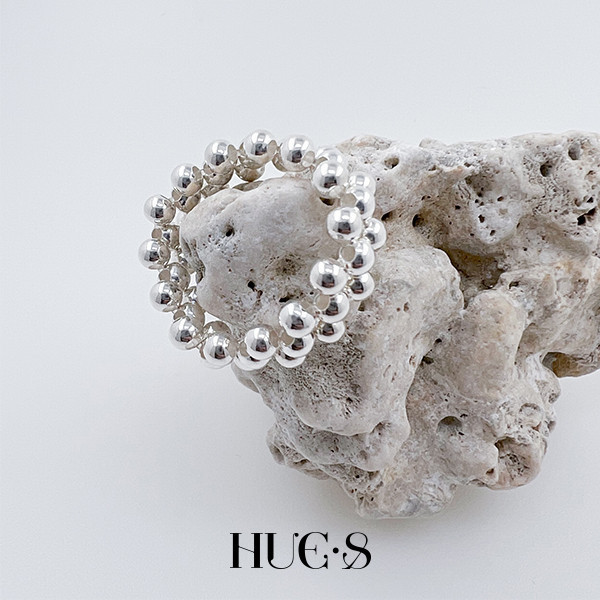 銀珠彈力寬版戒指 S925純銀 