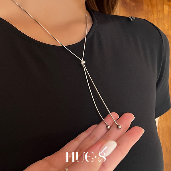 立體圓珠可調式項鍊 316鋼飾 