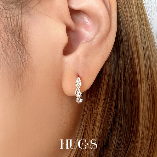 編織圈扭結耳環 S925純銀 