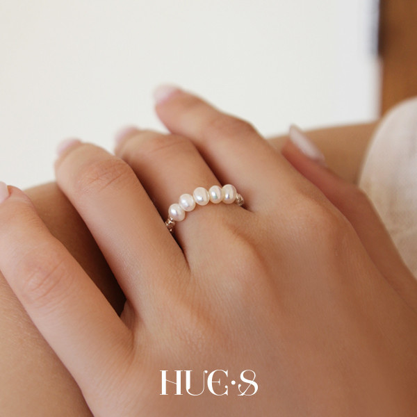 時髦珍珠彈力戒 S925純銀 