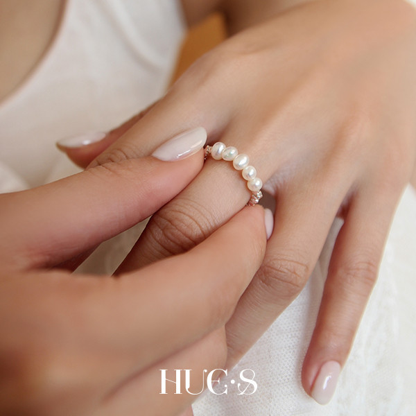 時髦珍珠彈力戒 S925純銀 