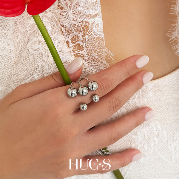 時髦大小圓球戒指 316鋼飾 