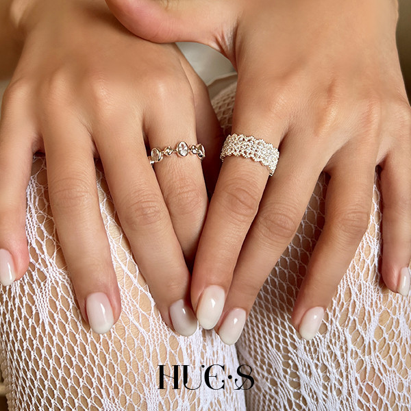 鏤空鋯石蕾絲戒指 S925純銀 