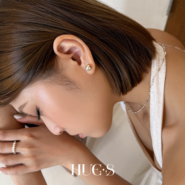 大圓珠雙戴耳骨耳環 S925純銀 