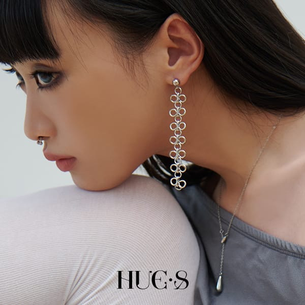 鍊式花環長耳環 316鋼飾 