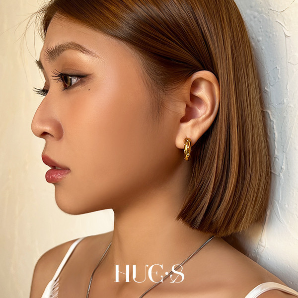 流星鋯石C型圈耳環 316鋼飾 