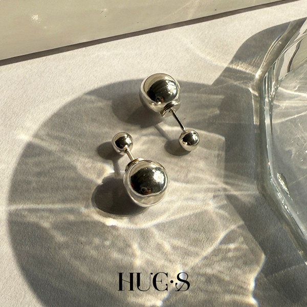 大圓珠雙戴耳骨耳環 S925純銀 