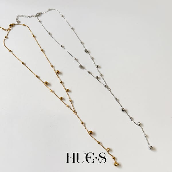 Y字圓珠垂墜項鍊 316鋼飾 