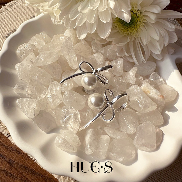 復古蝴蝶結珍珠耳環 S925純銀 