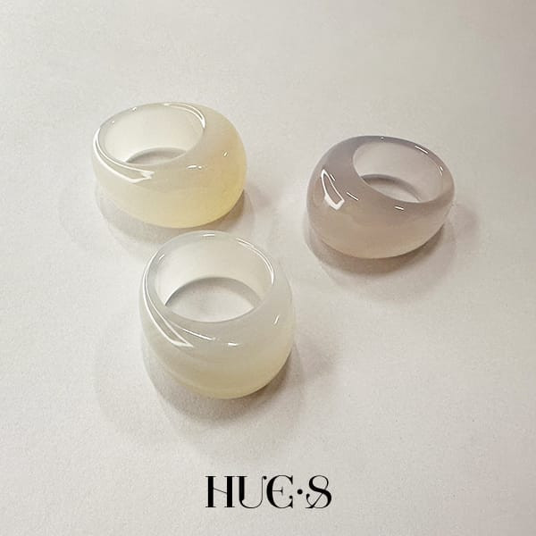 天然瑪瑙簡約寬版戒指 