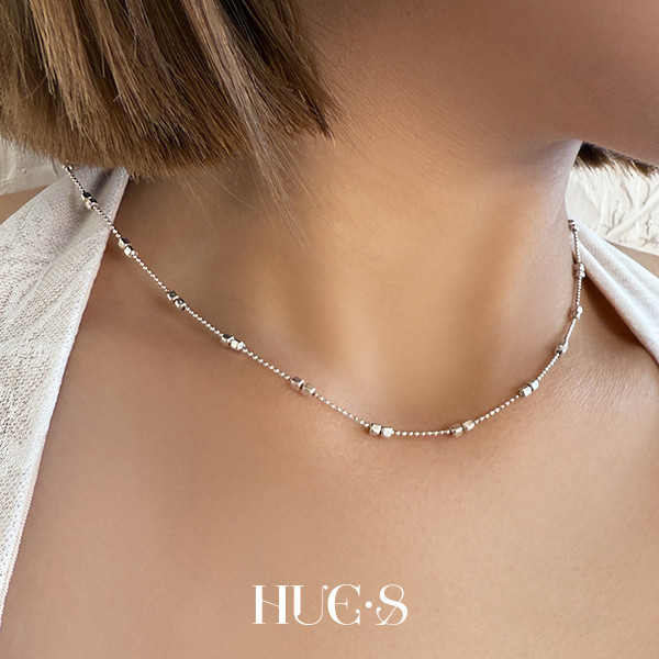 簡約雙方型珠項鍊 S925純銀 