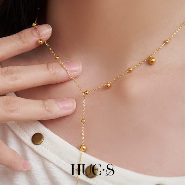 Y字圓珠垂墜項鍊 316鋼飾 