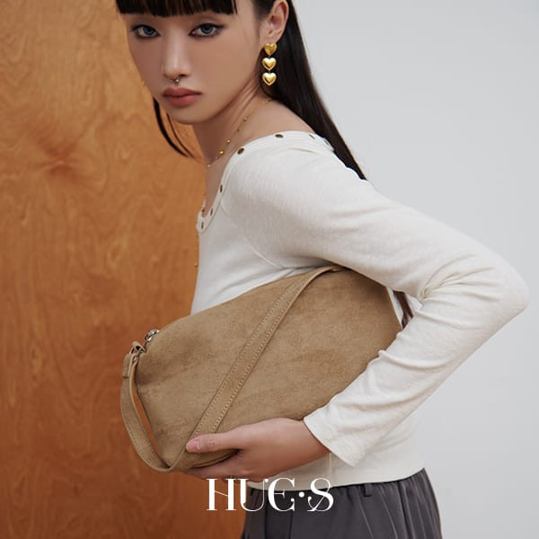 個性麂皮絨布肩背手提兩用包 