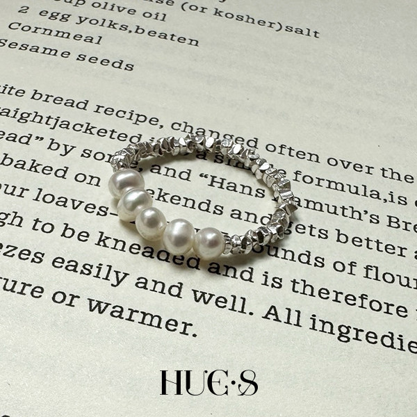 時髦珍珠彈力戒 S925純銀 