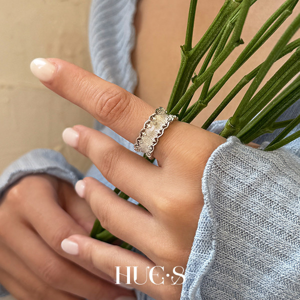 法式蕾絲鋯石戒指 S925純銀 