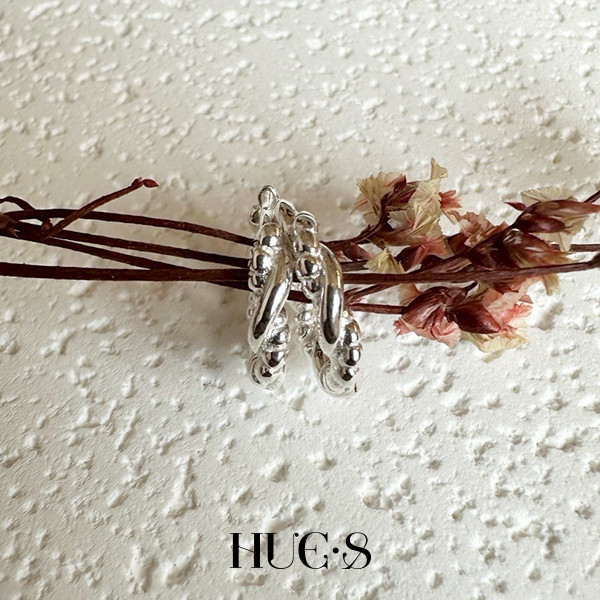 編織圈扭結耳環 S925純銀 