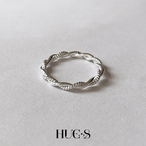 扭結螺旋線條閉口戒 S925純銀 