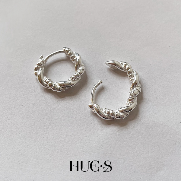 編織圈扭結耳環 S925純銀 