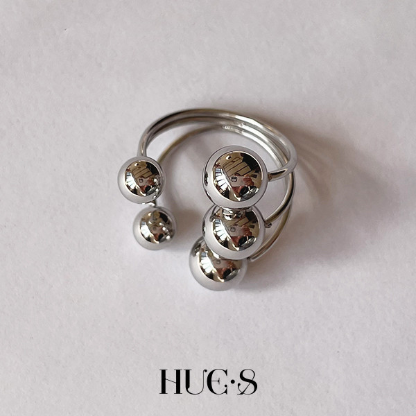時髦大小圓球戒指 316鋼飾 