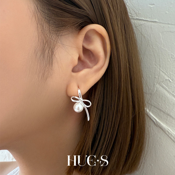 復古蝴蝶結珍珠耳環 S925純銀 