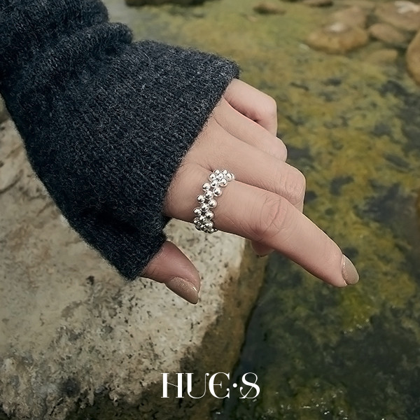 銀珠彈力寬版戒指 S925純銀 