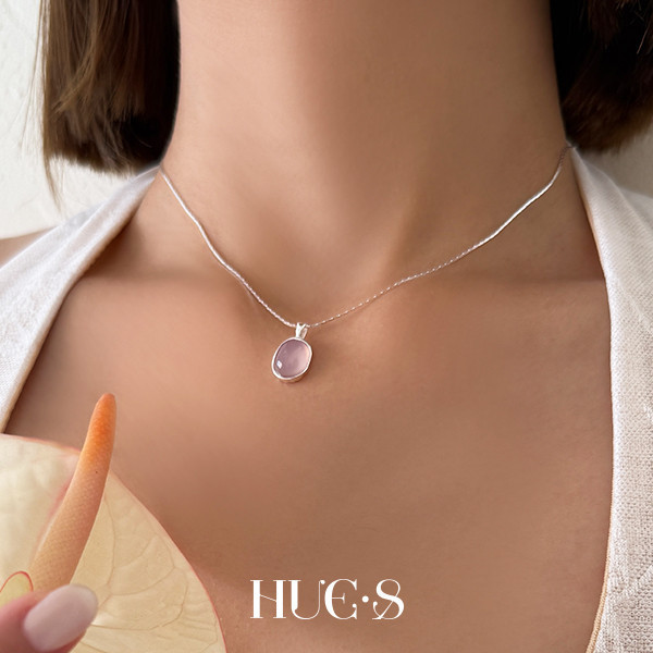 淡粉水晶甜美項鍊 S925純銀 